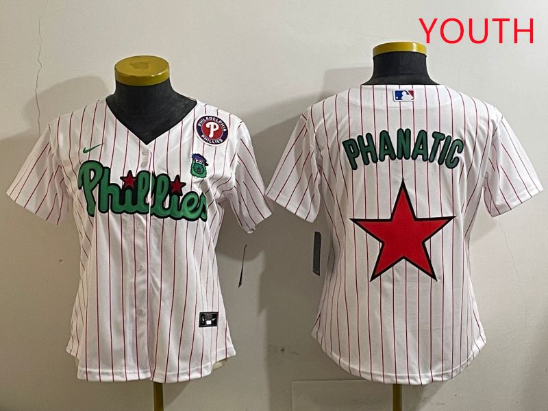 Youth Philadelphia Phillies Blank White Stripe Second generation joint name 2025 Nike MLB Jersey style 12->youth mlb jersey->Youth Jersey